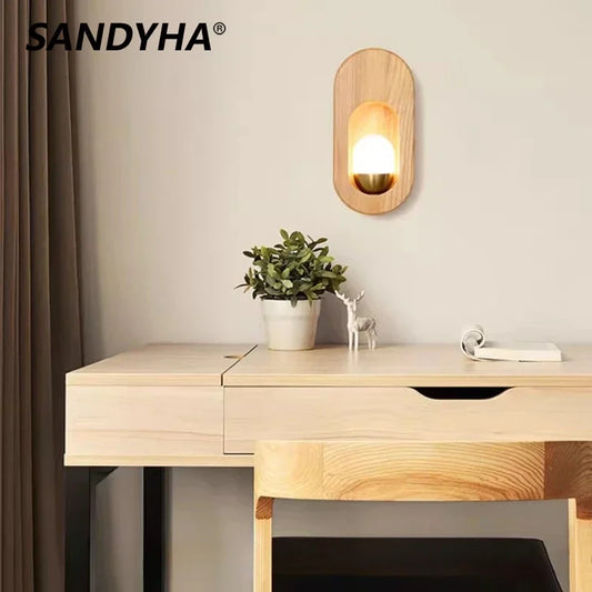 Modern LED Solid Wood Acrylic Wall Lamp For Aisle Bedroom Applique Murale Sconce Wandleuchte Bedside Lamp