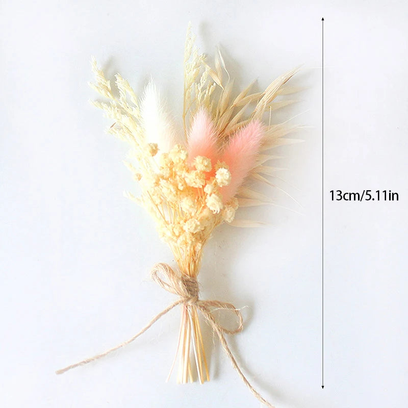 1pc Mini Natural Dry Flowers Bouquet Boutonnieres Groomsmen Buttonholes Bridesmaid Flower Corsage Brooch Christmas Wedding Decor