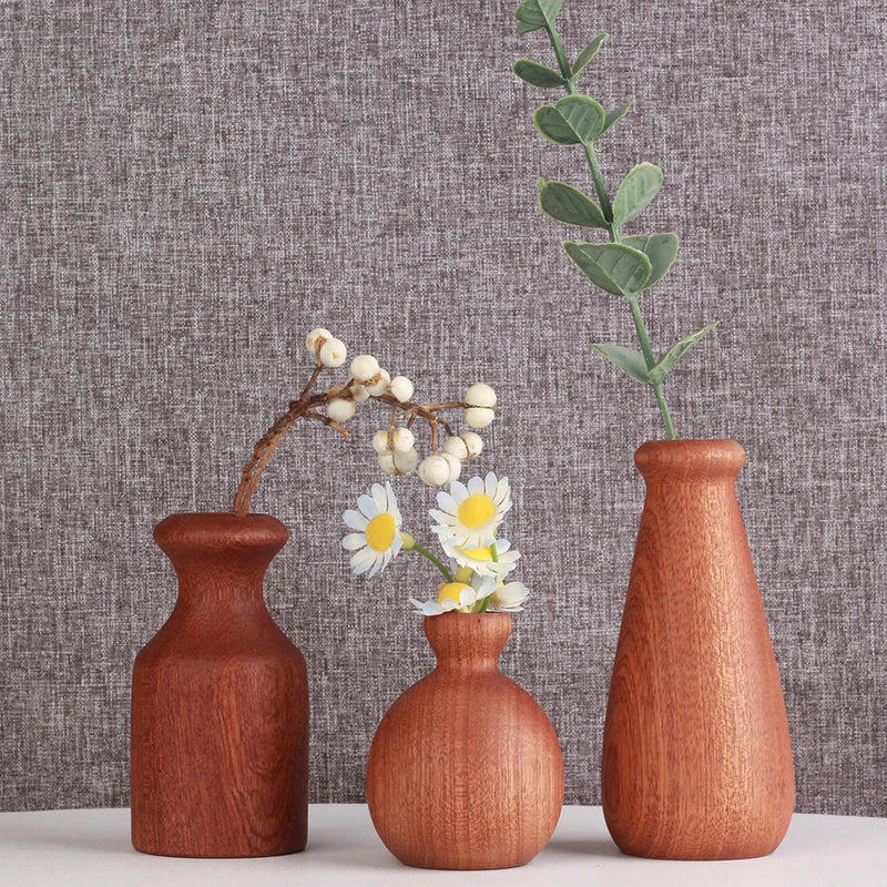 1Pc New Fashion Classic Nordic Minimalism Wooden Vase crafts Home Office Tabletop Ornaments Sending Gifts to Friends Decoration